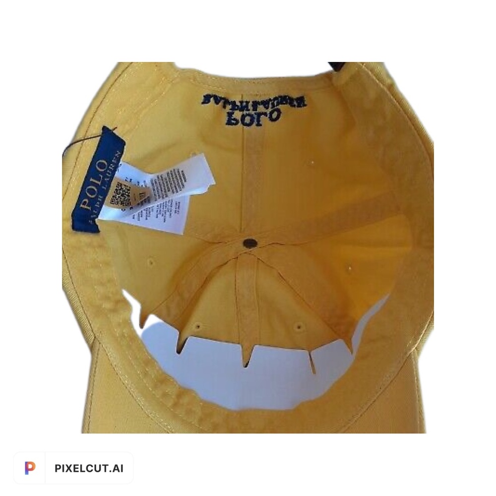 🐻Polo Ralph Lauren Polo Bear Mens Chino Adjustable Ball Cap Hat Yellow🐻 - Picture 12 of 12